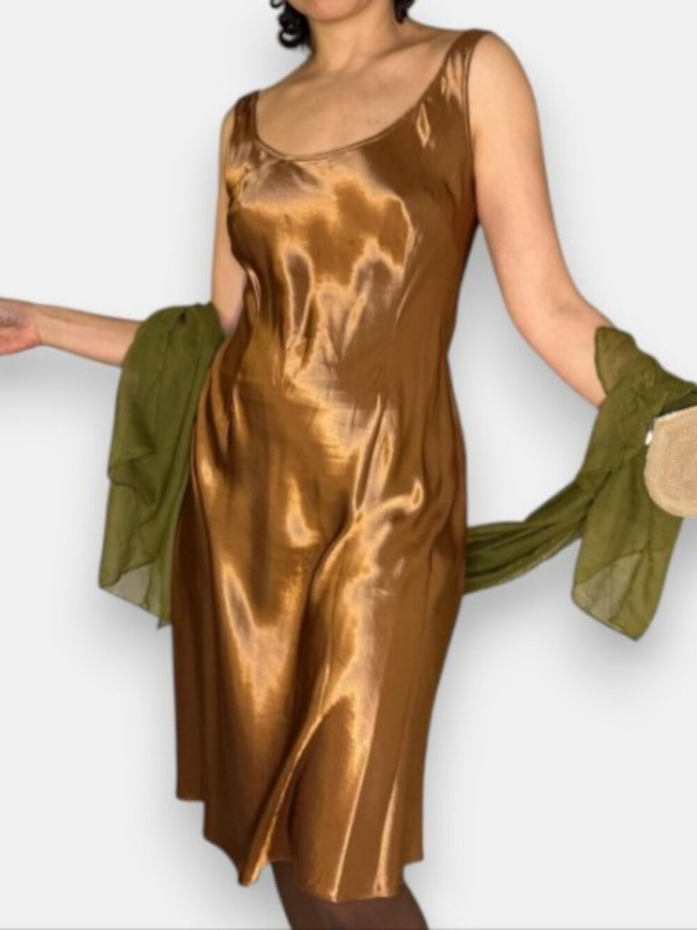 J.Jill liquid satin slip dress copper orange women's size 10P